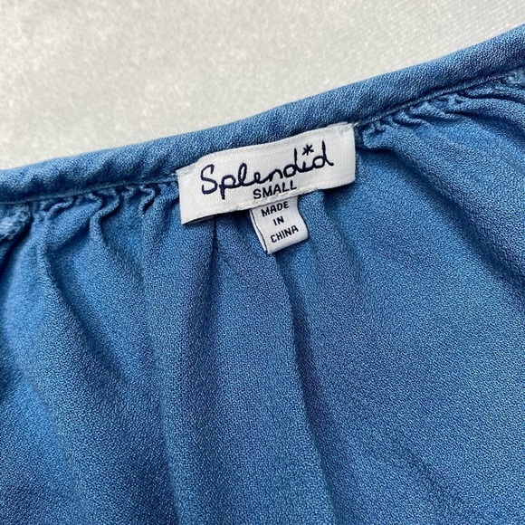 Splendid Medium Wash Crosshatch Gauze Peasant Top Size Small - Picture 8 of 11